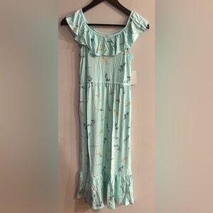 STITCH FIX KIDS BAILEY LANE Girl’s Light Blue Floral Ruffle Popover Maxi Dress